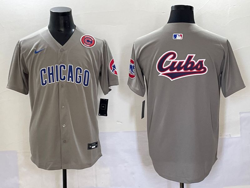 Men 2025 Chicago Cubs Blank Grey Game Nike MLB Jersey style 37